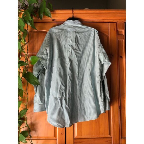 RALPH LAUREN BLAKE COTTON SHIRT Mens Sz XL White Green Stripes - Picture 4 of 8